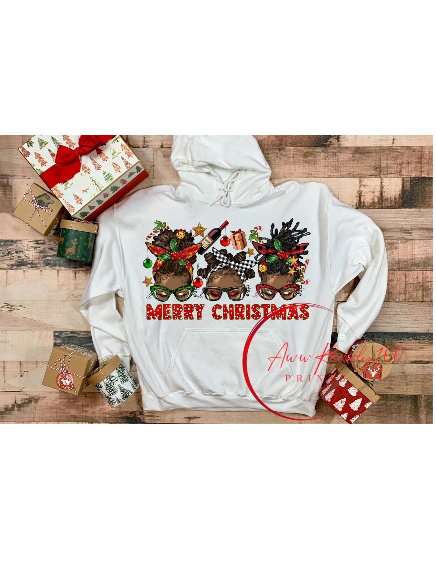Merry Christmas (Messy Bun Trio) | 10'' DTF Transfer