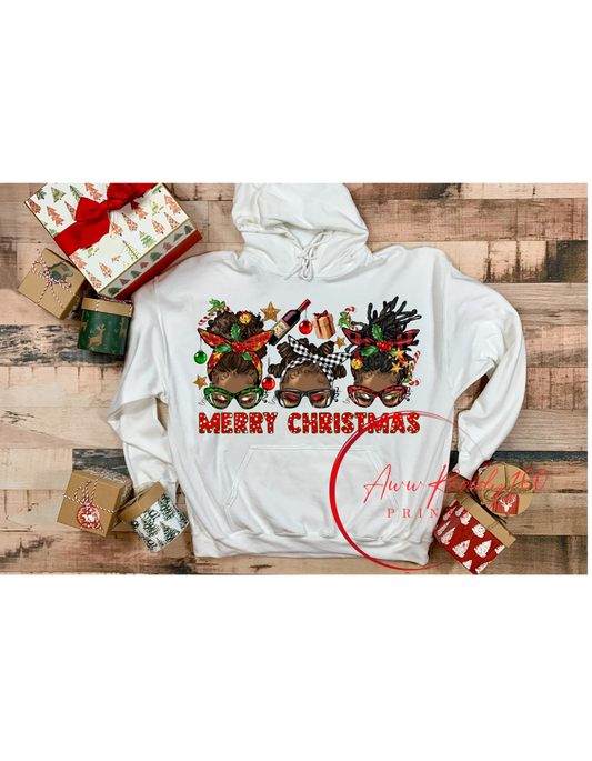 Merry Christmas (Messy Bun Trio) | 10'' DTF Transfer