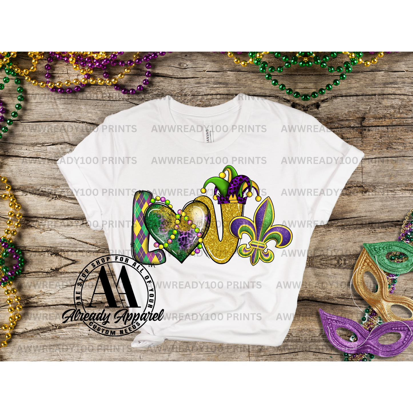 Love Mardi Gras Fleur De Lis I 10" - DTF TRANSFER