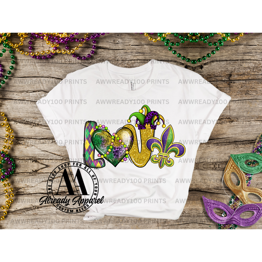 Love Mardi Gras Fleur De Lis I 10" - DTF TRANSFER