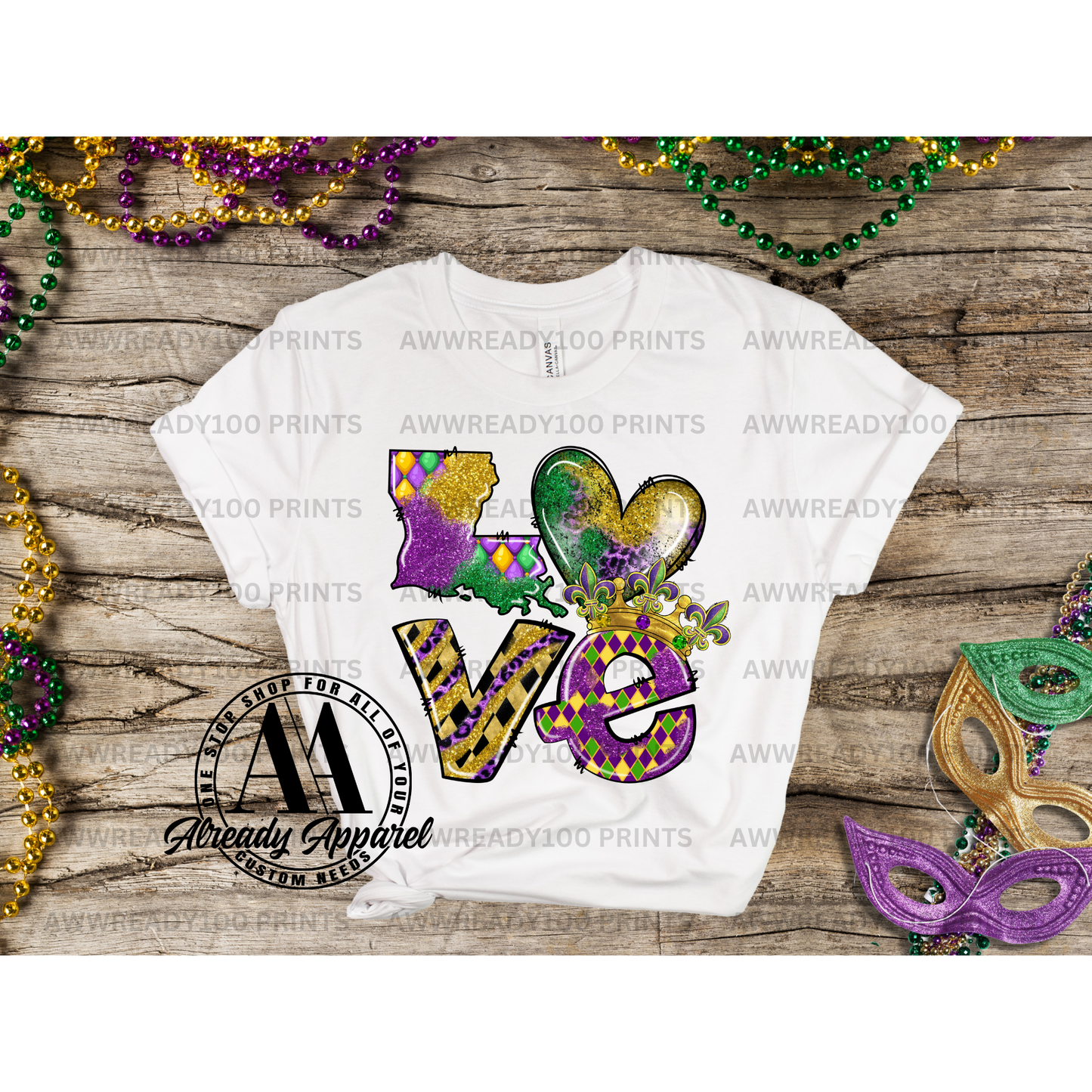Love Mardi Gras Louisiana I 10" - DTF TRANSFER