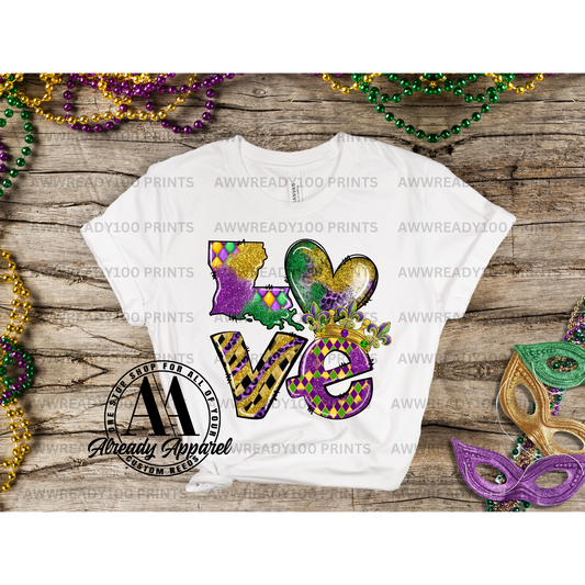 Love Mardi Gras Louisiana I 10" - DTF TRANSFER