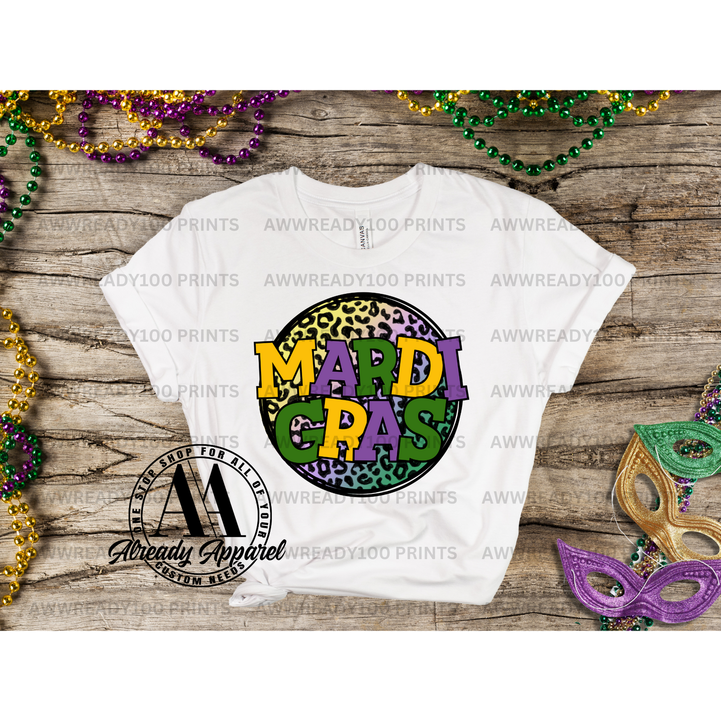 Mardi Gras Leopard I 10" - DTF TRANSFER