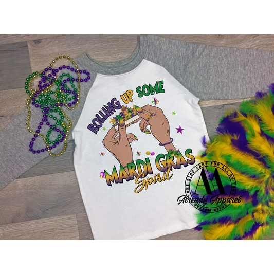 ROLLING UP SOME MARDI GRAS SPIRIT (gradient) I 10.5" - DTF TRANSFER