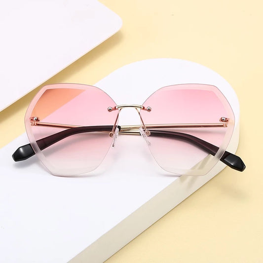 Women Oversized Rimless Sunglasses