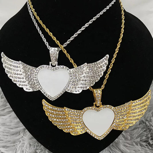 Angel Heart Double-Wing Necklace Sublimation Blank