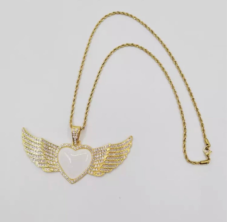 Angel Heart Double-Wing Necklace Sublimation Blank