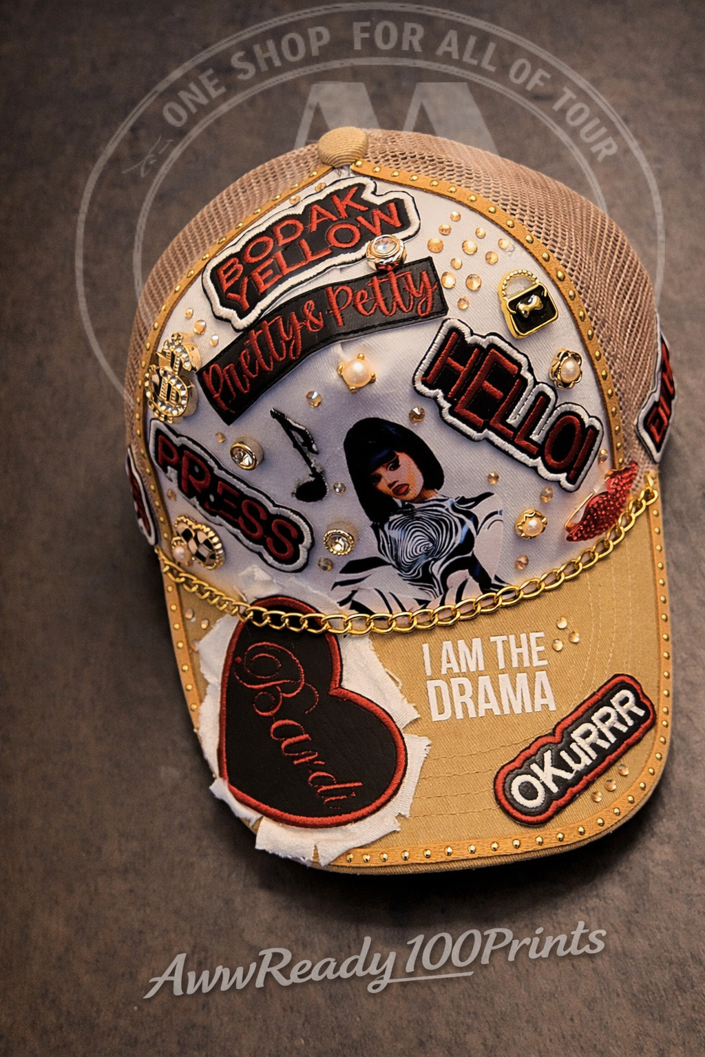 Custom Junk Trucker Hat | Handcrafted Patch Hat | AWWREADY100 Prints Statement Hat