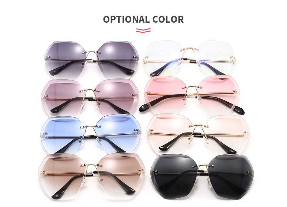 Women Oversized Rimless Sunglasses