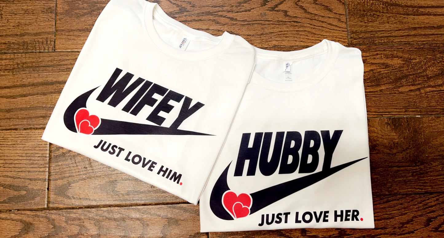 Hubby and Wifey Matching Love Couple Tee